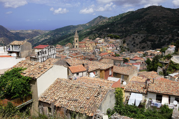 Fototapeta na wymiar Novara Di Sicilia Village View From High Point, Sicily