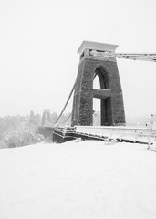 Clifton Suspension Bridge during the snow of 2019 