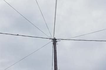 Electric wires on electricity pole