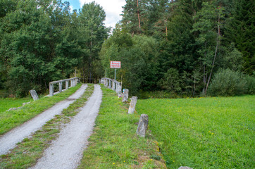 A field road o a bridge over the river Malše