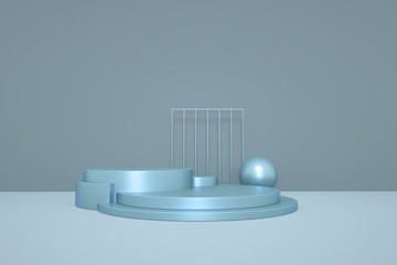 3d rendering abstract platform, minimal pastel podium display scene.