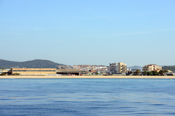 Fototapeta premium View from the sea towards Malgrat de Mar, Catalonia, Spain.