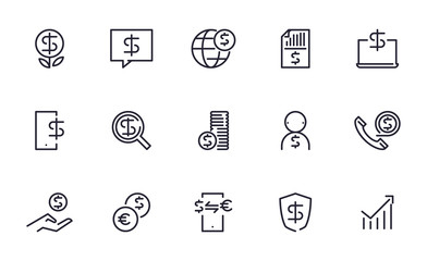Set of Finance, Money, Banking vector icon illustration