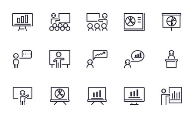 Set of Presentation, Seminar, Training vector icon illustration