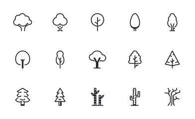 Set of Tree, Forest, Nature vector icon illustration