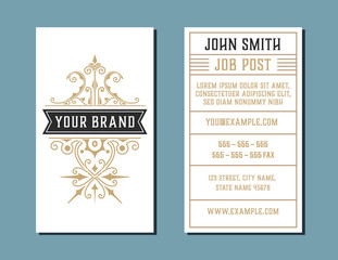 Vintage business card with floral ornaments