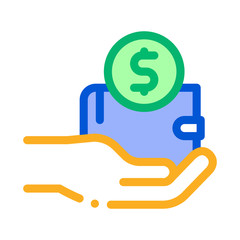 Hand Holds Wallet With Money Icon Vector. Outline Hand Holds Wallet With Money Sign. Isolated Contour Symbol Illustration