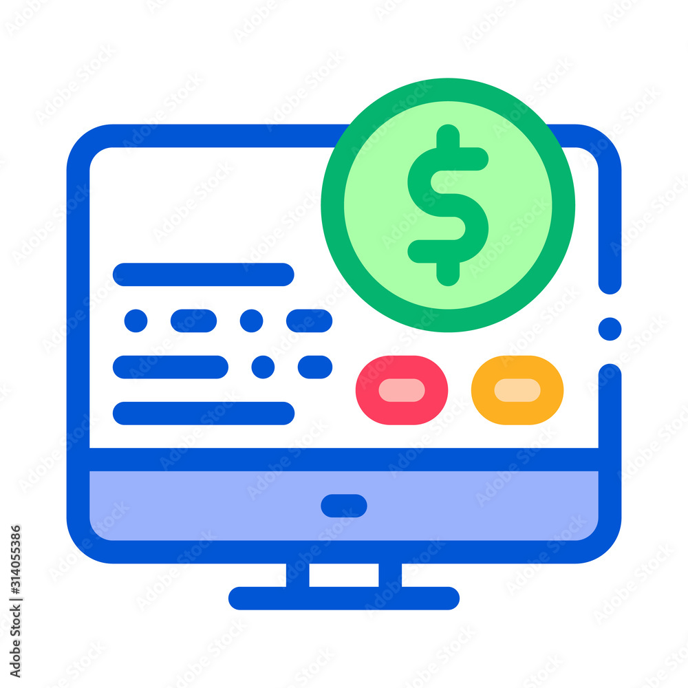 Poster money report on computer icon vector. outline money report on computer sign. isolated contour symbol