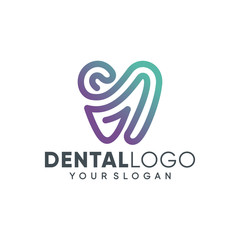 Health Dent Logo design vector template linear style. Dental clinic Logotype concept icon.