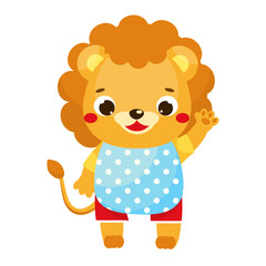 Cute lion. Cartoon african animal character for kids and children