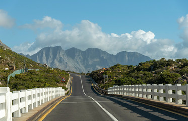 Naklejka premium Steenbras, near Gordons Bay, Western cape, South Africa. December 2019. Clarence Drive a picturesque drive over Steenbras Bridge on the R44 highway towards Hermanus, South Africa