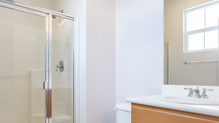 Panorama White color bathroom clean insid nice interiore