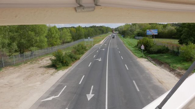 During trucks go through the newly opened bridge Imre Kálmán