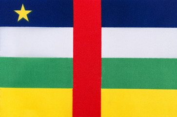 Flag of the Central African Republic on a textile basis close-up