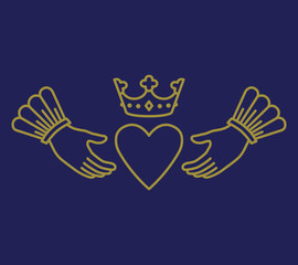 Claddagh ring love symbol heart and crown in hands