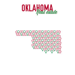 Oklahoma real estate properties map. Text design. Oklahoma US state realty concept. Vector illustration