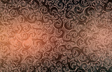 Vintage twirl ornament. Old brown pattern. Dark abstract background.