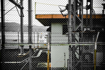 Station fence in Hiroshima sea side line toward to Kure
