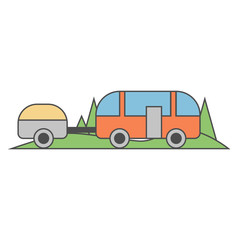 Car trailer house traveling icon
