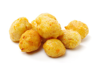 Croquette is food from potato wadding containing minced meat that is seasoned and mixed with vegetables. Indonesia, jajanan on white 