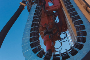 Drilling rig, equipment at site of oil drilling.