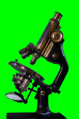 Old microscope - green background for alpha