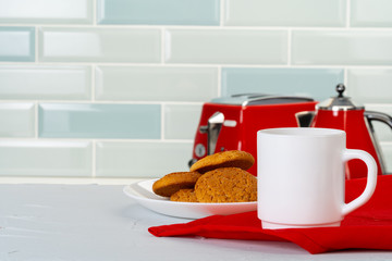 Various kitchen ware on a kitchen counter