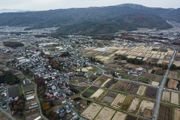 The aerial view of Nagano.