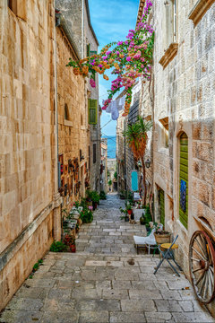 Fototapeta Croatia architecture fragment in the town Korcula