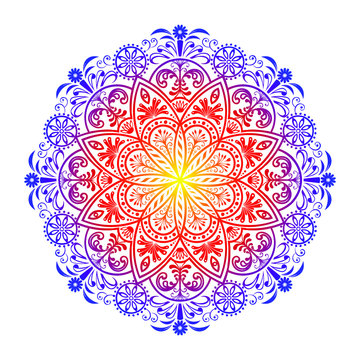 mandala gradient background in purple, red and yellow, free vector
