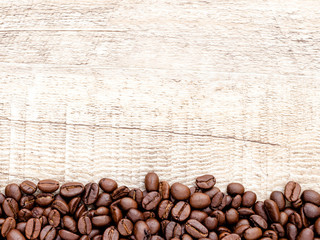 Coffee on wooden background.