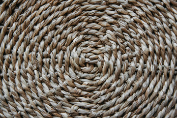 Structure and background of a wicker basket. Pattern of round texture. Close up.