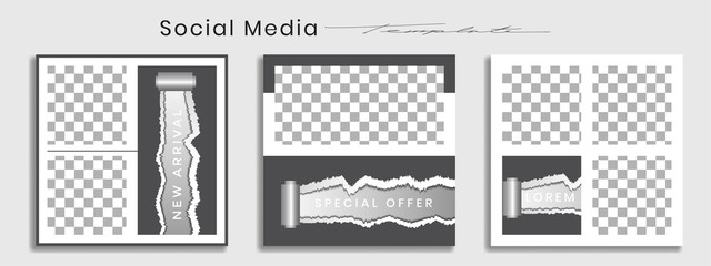 Editable social media templates, Instagram story collections and post frame templates, layout designs, Mockups for marketing promotions, covers, banners, backgrounds, square puzzles, vector elements