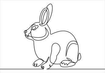 continuous line drawing of cute rabbit vector illustration