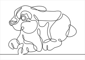 continuous line drawing of cute rabbit vector illustration