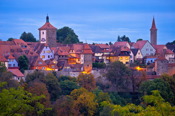 Rothenburg ob der Tauber. Historic town of Rothenburg ob der Tauber evening landmarks view