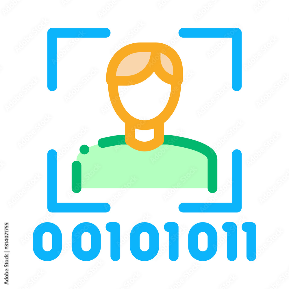 Aufkleber human binary code icon vector. outline human binary code sign. isolated contour symbol illustration