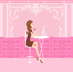 beautiful woman with laptop - online shopping