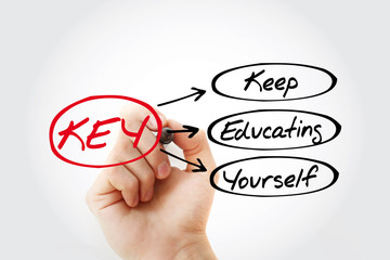 KEY - Keep Educating Yourself acronym, education concept background