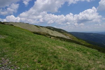 Czech mountain landscape in summer -  Lucni bouda, Bila louka - Krkonose, Czech Republic