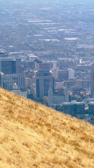 Vertical frame View looking down onto Salt Lake City, Utah