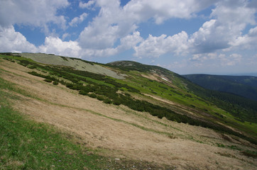 Fototapeta na wymiar Czech mountain landscape in summer - Lucni bouda, Bila louka - Krkonose, Czech Republic