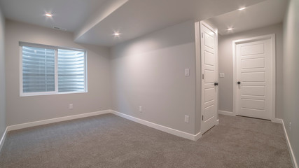 Panorama Empty living room interior with beige walls