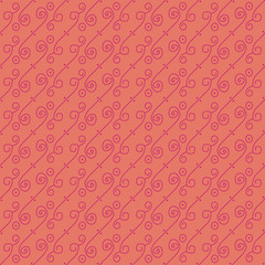 A seamless vector pattern with swirly lines in pink colors. Decorative surface print design.