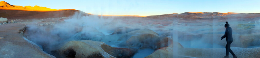 Geyser in Bolivia Uyuni salt desert