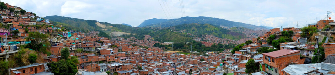 Naklejka na ściany i meble Village view in Columbia Medellin Communa13