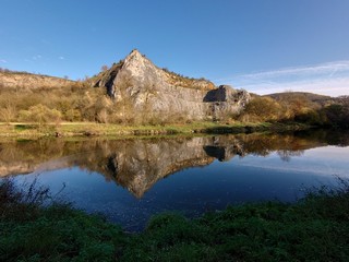 Landscape with rocks and river reflection - Srbsko (Beroun), Czech Republic