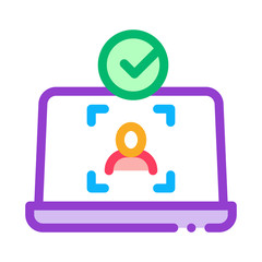 Laptop Person Identity Icon Vector. Outline Laptop Person Identity Sign. Isolated Contour Symbol Illustration