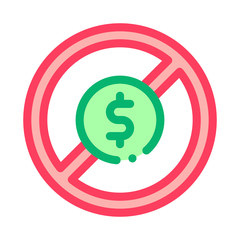 Dollar Banknote Ban Icon Vector. Outline Dollar Banknote Ban Sign. Isolated Contour Symbol Illustration