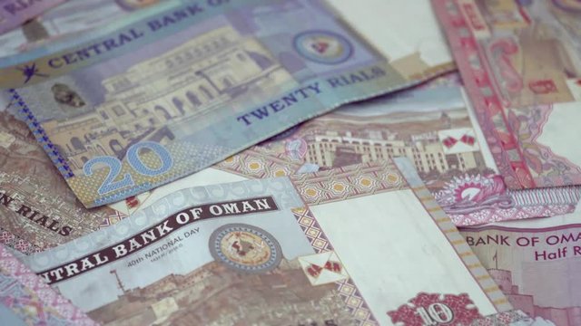 Omani Rials Banknotes. Close Up View of Currency in Oman